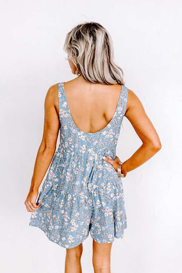 State Of Bliss Floral Romper In Airy Blue sold by Impressions product image thumbnail 4