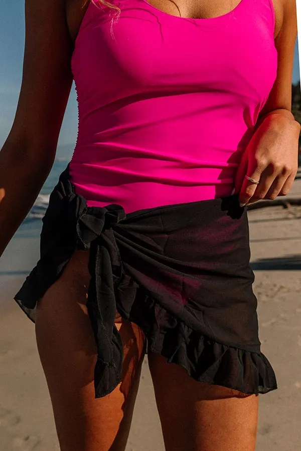 Clear Waters Ruffle Sarong In Black sold by Impressions