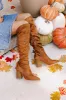 The Evelyn Faux Suede Knee High Boot In Brown sold by Impressions