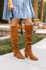 The Evelyn Faux Suede Knee High Boot In Brown sold by Impressions