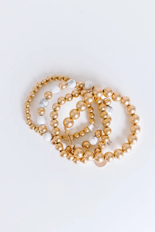 All The Glam Stretch Bracelet Set in White sold by Impressions