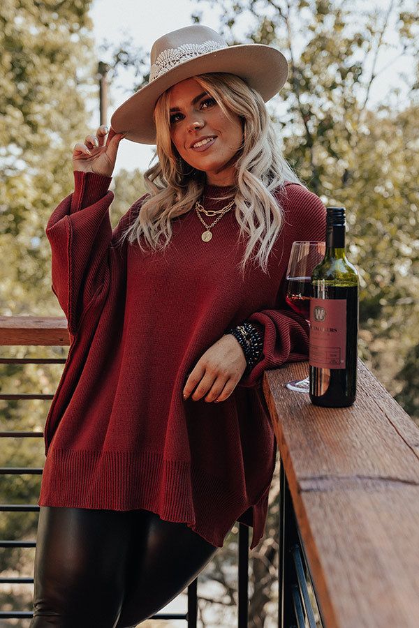 Full Of Warmth Tunic Sweater In Dark Rust Curves sold by Impressions product image thumbnail 3