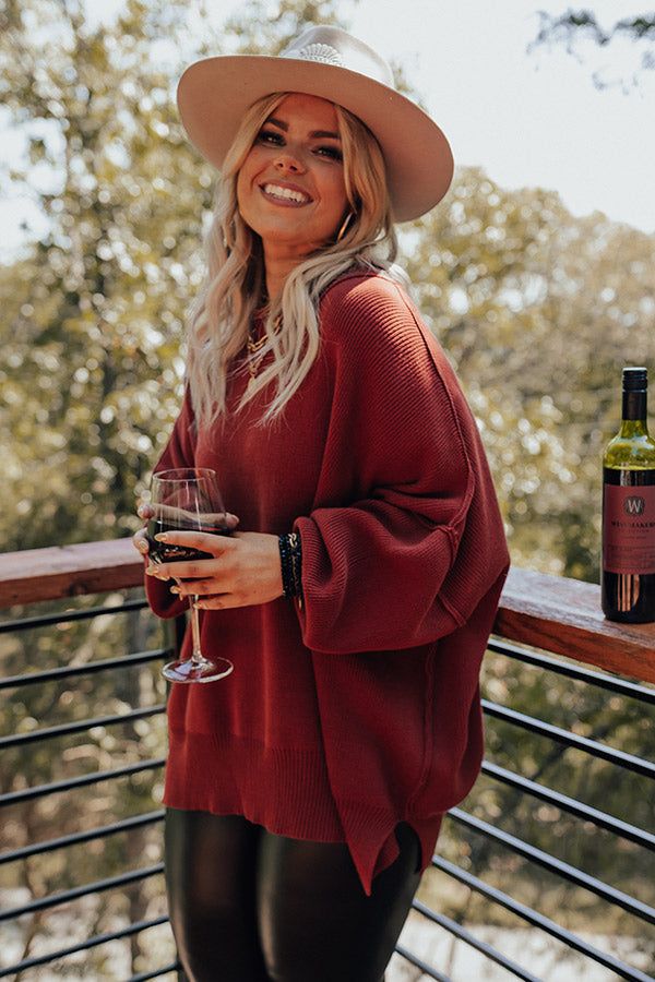 Full Of Warmth Tunic Sweater In Dark Rust Curves sold by Impressions product image thumbnail 2