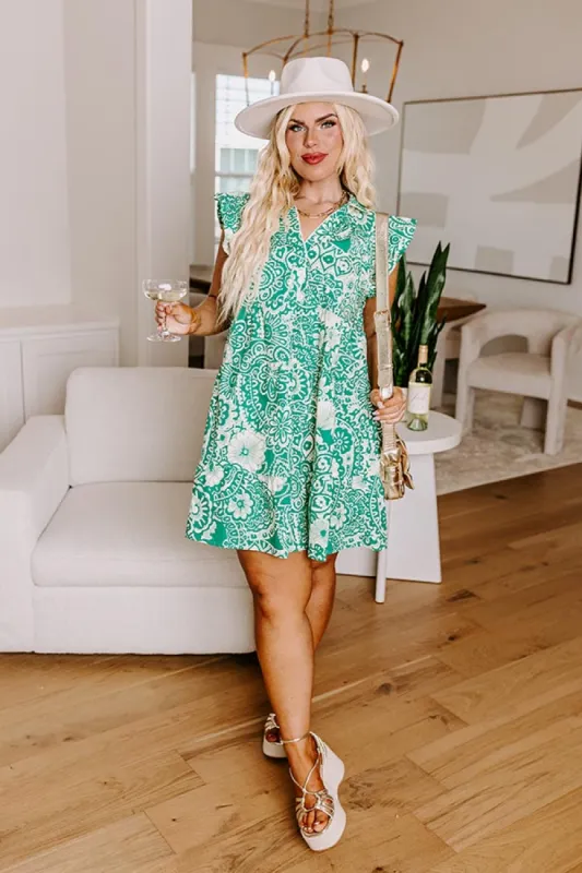 Hello Lovely Floral Dress In Emerald Curves sold by Impressions