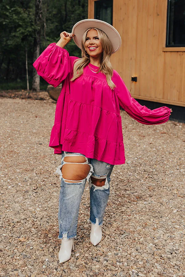 Ever So Posh Shift Top In Hot Pink Curves sold by Impressions