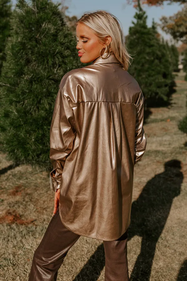 Sip Of Champagne Faux Leather Button Up sold by Impressions product image thumbnail 5