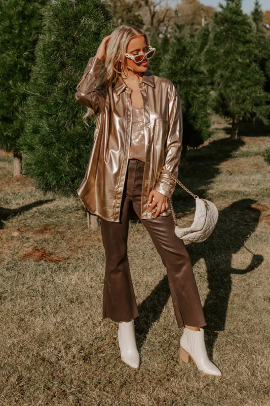 Sip Of Champagne Faux Leather Button Up sold by Impressions