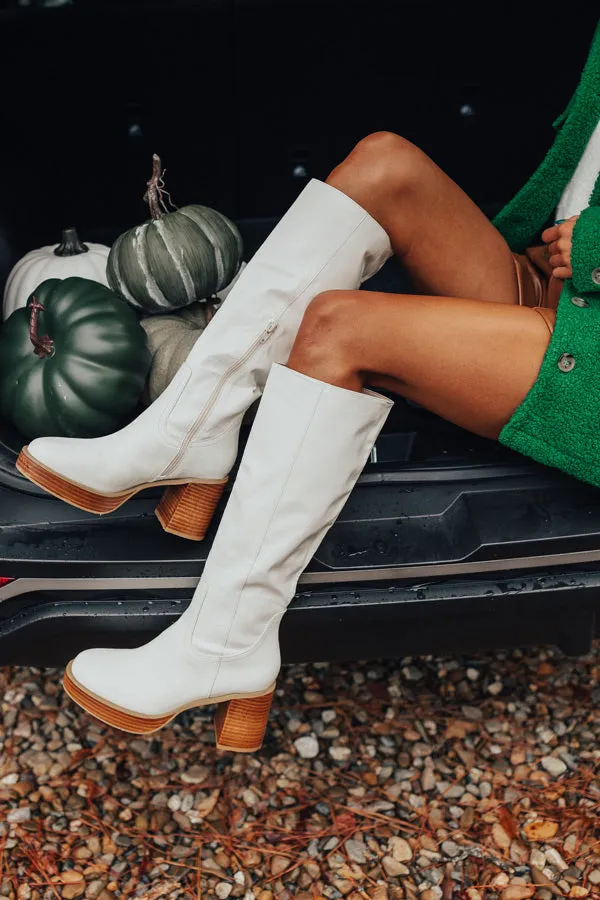 The Amy Faux Leather Boot In White sold by Impressions