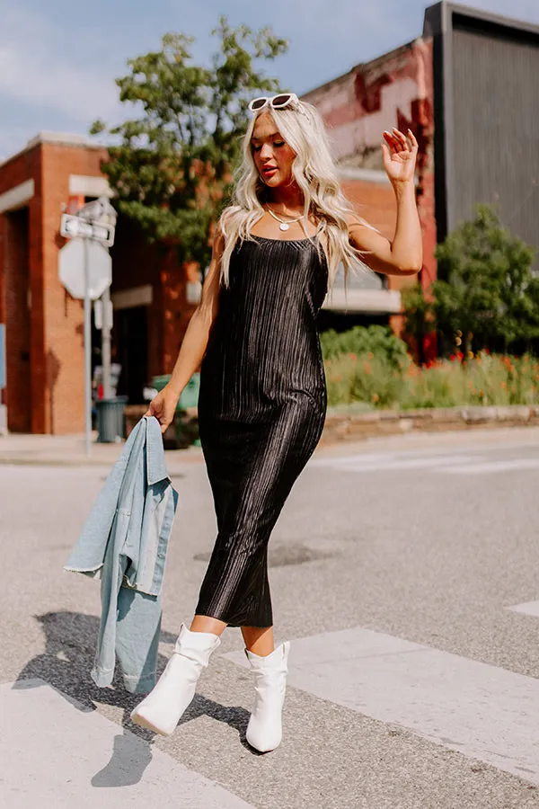 Flirty Frills Pleated Midi In Black sold by Impressions product image thumbnail 4