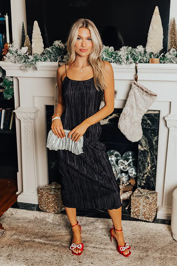 Flirty Frills Pleated Midi In Black sold by Impressions