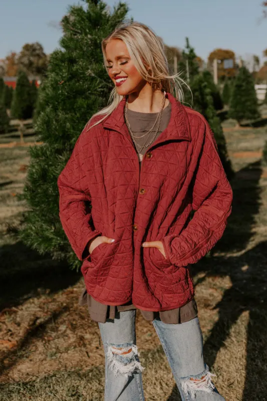 Bonfire Nights Quilted Jacket in Wine sold by Impressions