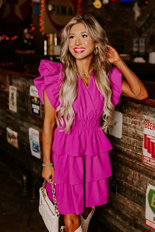 Flirty Allure Ruffle Dress in Purple sold by Impressions
