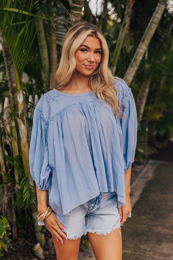 Serenity Song Babydoll Top In Sky Blue sold by Impressions product image thumbnail 5