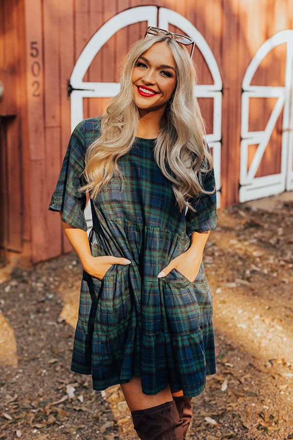 Kind Conversation Plaid Tunic Dress In Green sold by Impressions product image thumbnail 2
