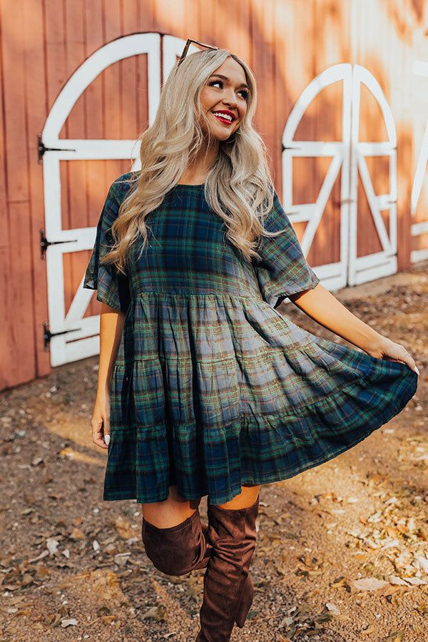 Kind Conversation Plaid Tunic Dress In Green sold by Impressions product image thumbnail 3