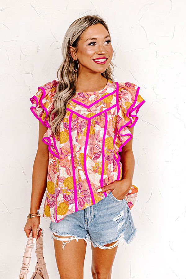 Garden Glory Shift Top In Coral sold by Impressions