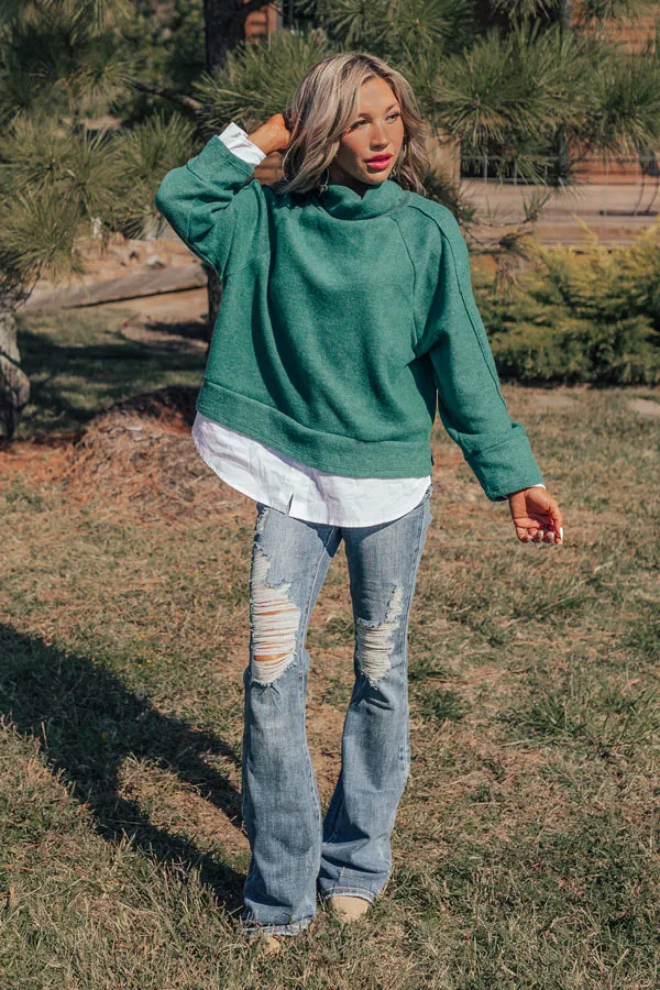 Leaf Lined Drive Sweater Top in Hunter Green sold by Impressions product image thumbnail 4