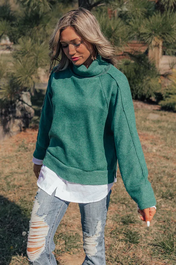 Leaf Lined Drive Sweater Top in Hunter Green sold by Impressions product image thumbnail 2