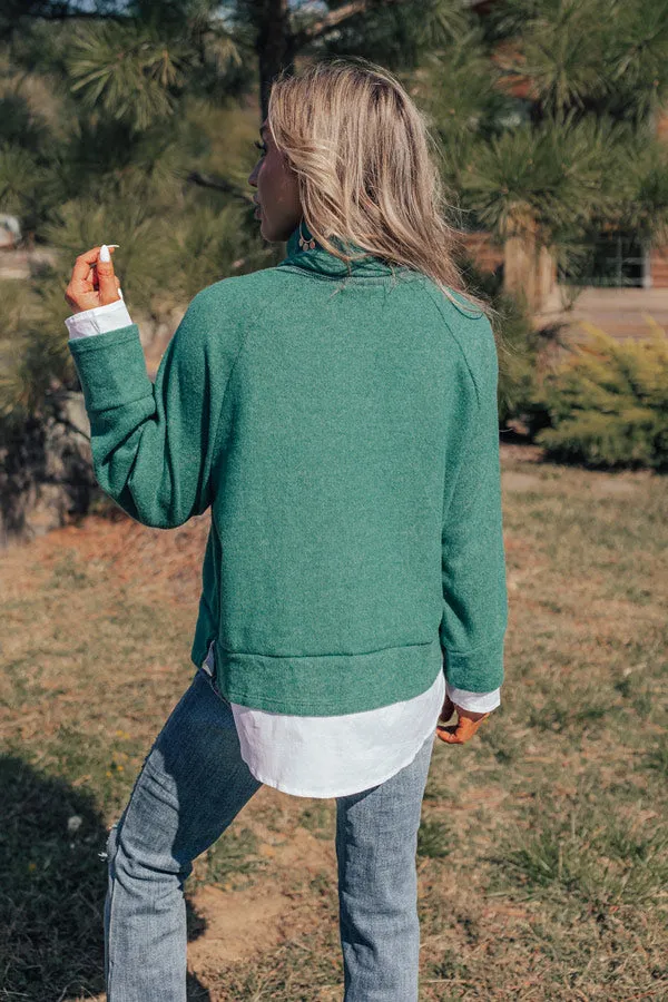 Leaf Lined Drive Sweater Top in Hunter Green sold by Impressions product image thumbnail 3