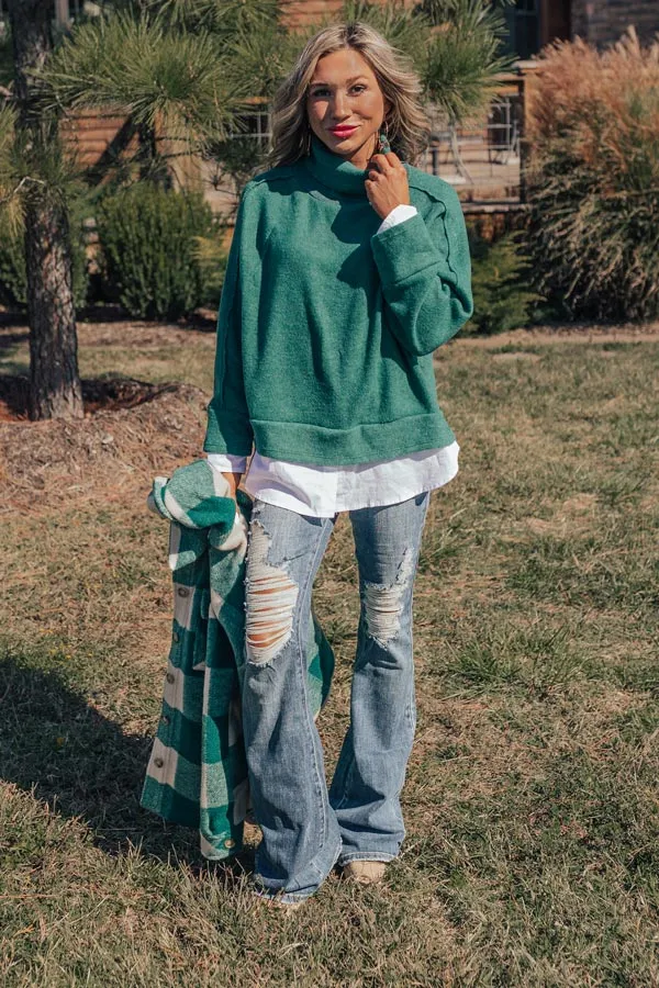 Leaf Lined Drive Sweater Top in Hunter Green sold by Impressions product image thumbnail 5