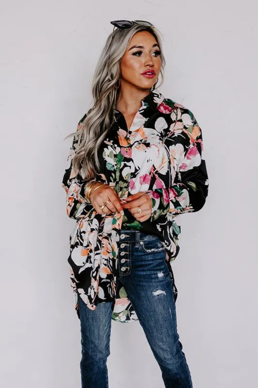 Mind On Malibu Button Up In Black sold by Impressions