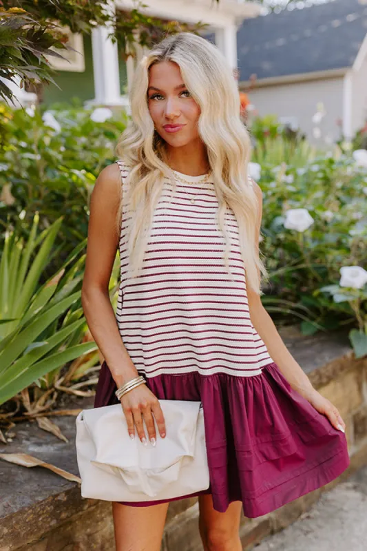 Sweet Nothings Stripe Mini Dress in Maroon sold by Impressions