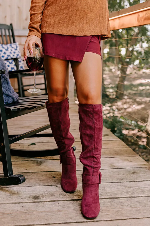 The Adeline Faux Suede Knee High Boot In Maroon sold by Impressions product image thumbnail 4
