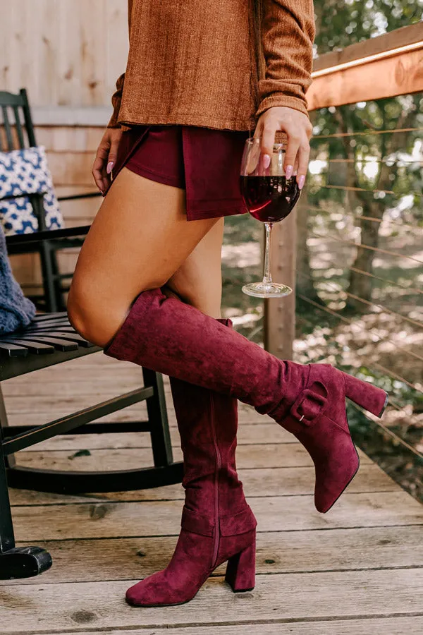 The Adeline Faux Suede Knee High Boot In Maroon sold by Impressions product image thumbnail 5