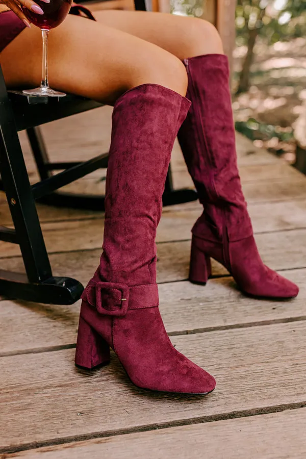 The Adeline Faux Suede Knee High Boot In Maroon sold by Impressions product image thumbnail 2