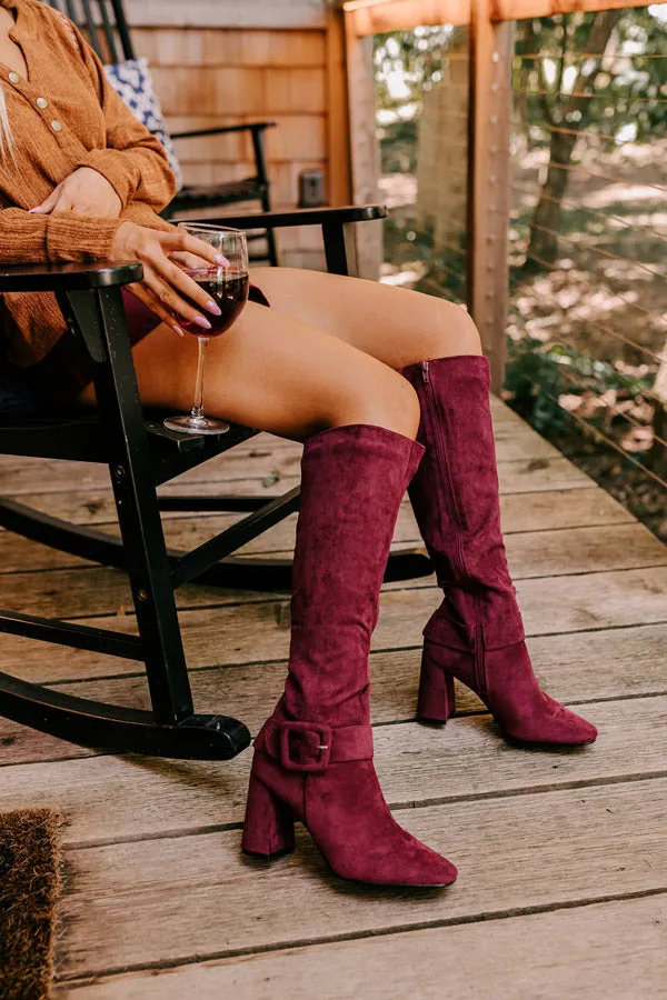 The Adeline Faux Suede Knee High Boot In Maroon sold by Impressions product image thumbnail 3