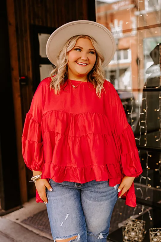 Swish And Sway Satin Top in Wine Curves sold by Impressions