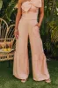 Viva La Travel High Waist Wide Leg Pants in Peach sold by Impressions