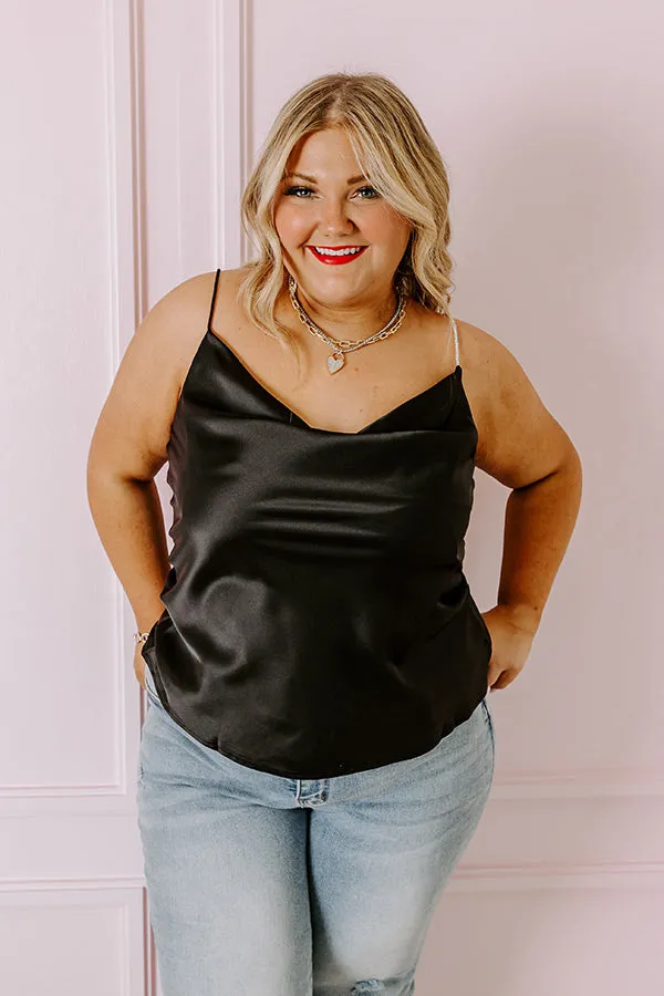 Stay Sophisticated Satin Top In Black Curves sold by Impressions