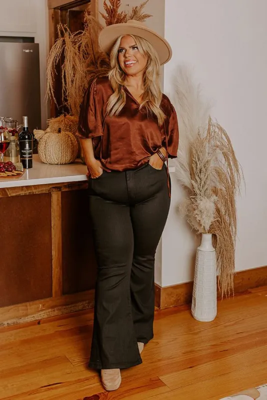 The Ashley High Waist Coated Flare Curves sold by Impressions