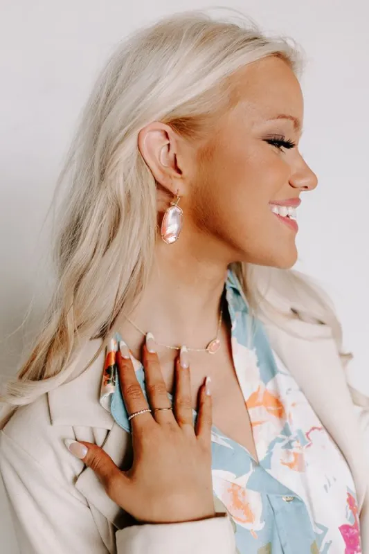 Faceted Elle Gold Drop Earrings in Rose Mother Of Pearl sold by Impressions