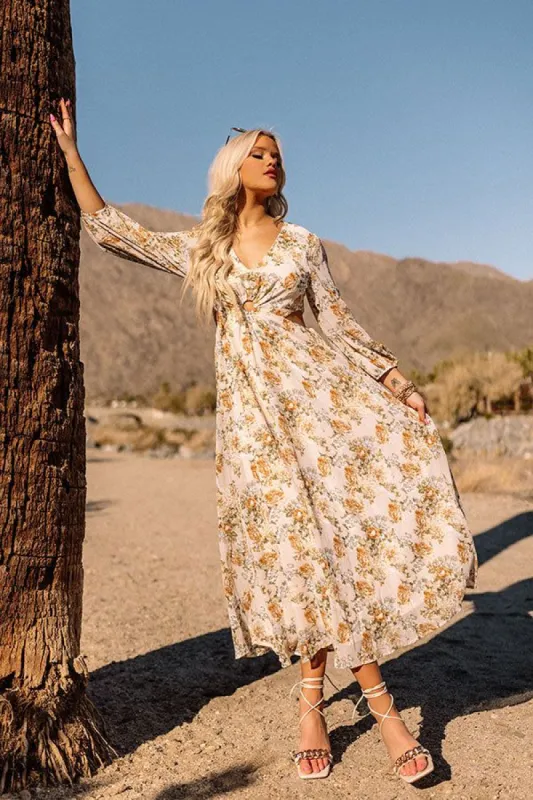 Just In Time Floral Cut Out Midi In Cream sold by Impressions