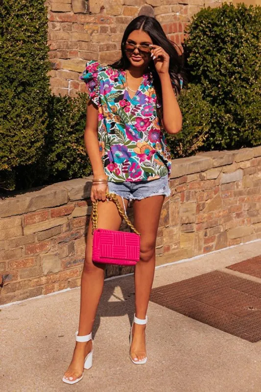 Inspiring Sights Floral Top In Green sold by Impressions
