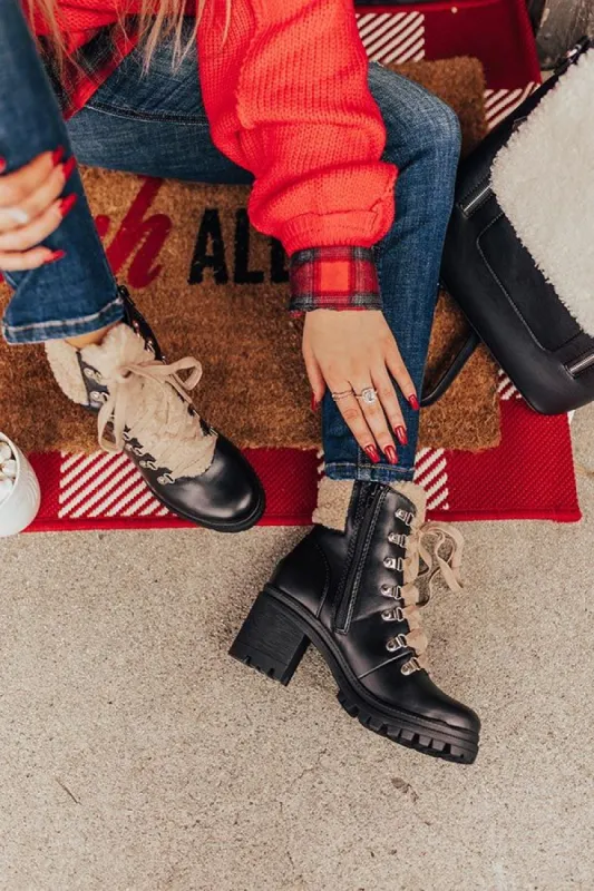 The Pine Faux Leather Bootie In Black sold by Impressions
