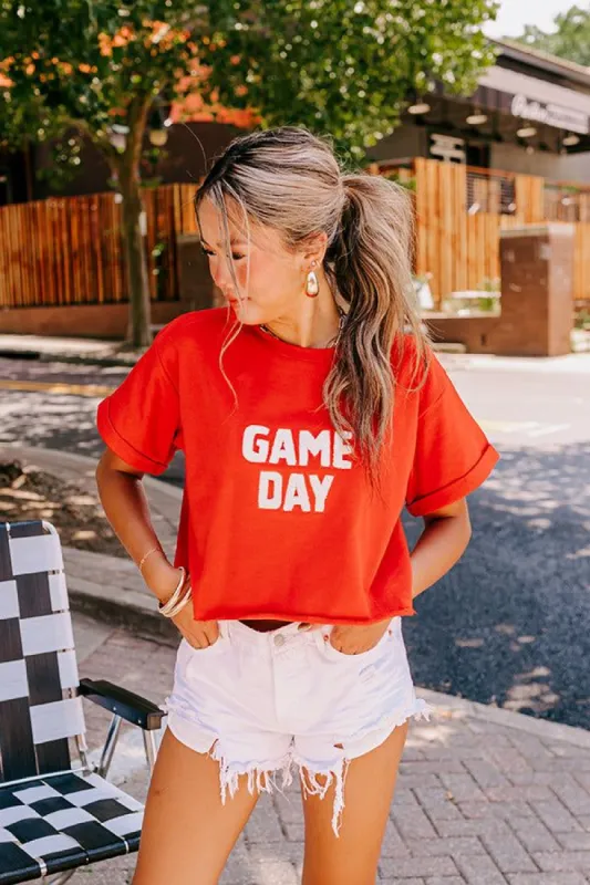 Game Day Embroidered Crop Top sold by Impressions