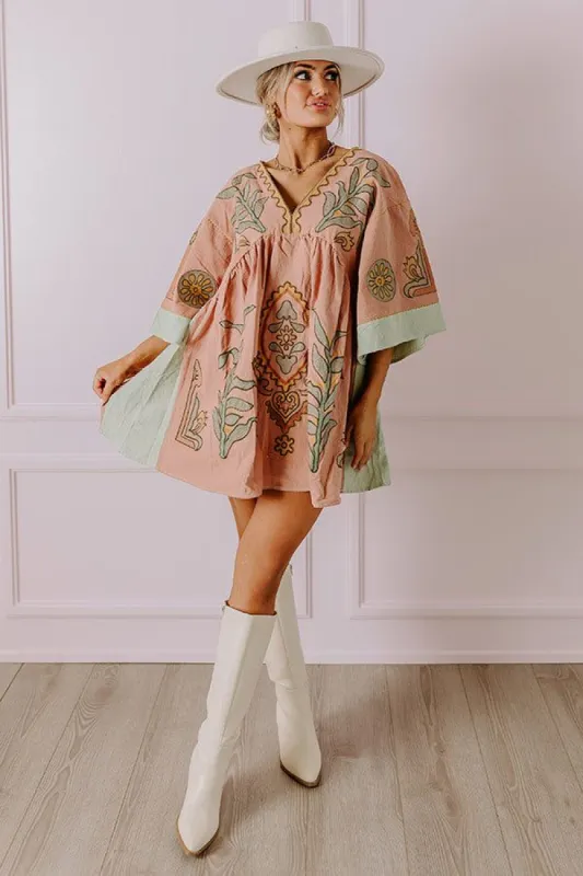 Sweet Duet Embroidered Babydoll Dress in Rustic Rose sold by Impressions