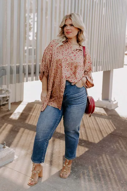 Dream And Dance Shift Top In Iced Latte Curves sold by Impressions