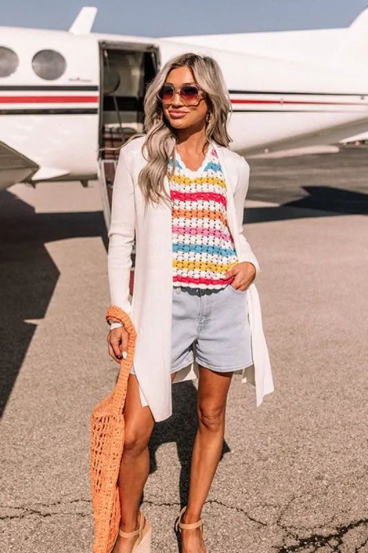 Let It Slide Ribbed Cardigan In Ivory sold by Impressions