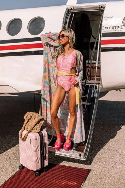 Yacht Cruise Cut Out One Piece Swimsuit in Pink sold by Impressions