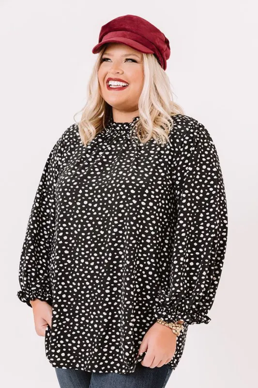 Belles And Brunch Shift Top In Black Curves sold by Impressions