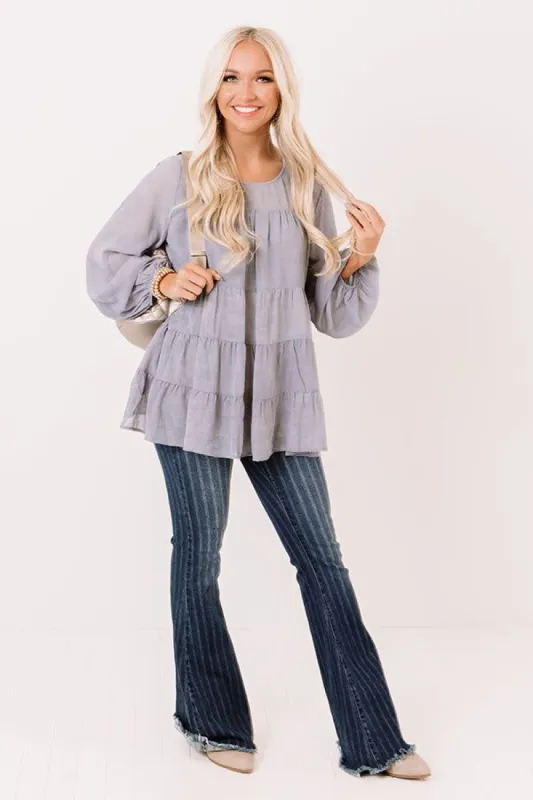 Brink Of Midnight Shift Top In Airy Blue sold by Impressions