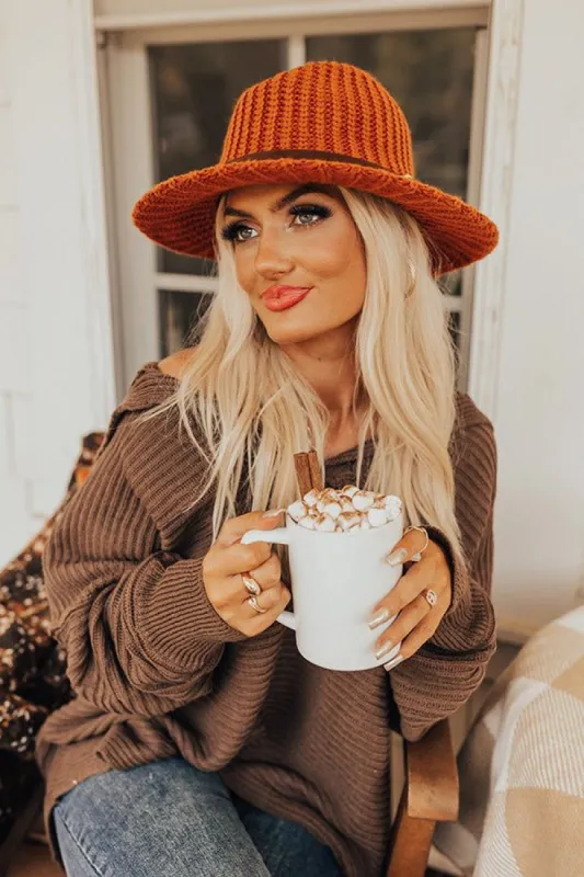 Autumn Sweetheart Knit Fedora In Rust sold by Impressions