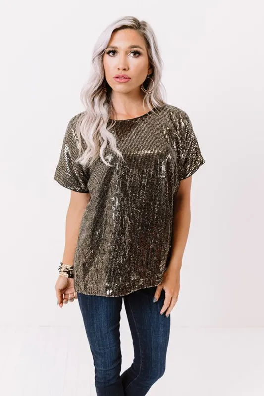 Chardonnay Chic Sequin Shift Top In Black sold by Impressions