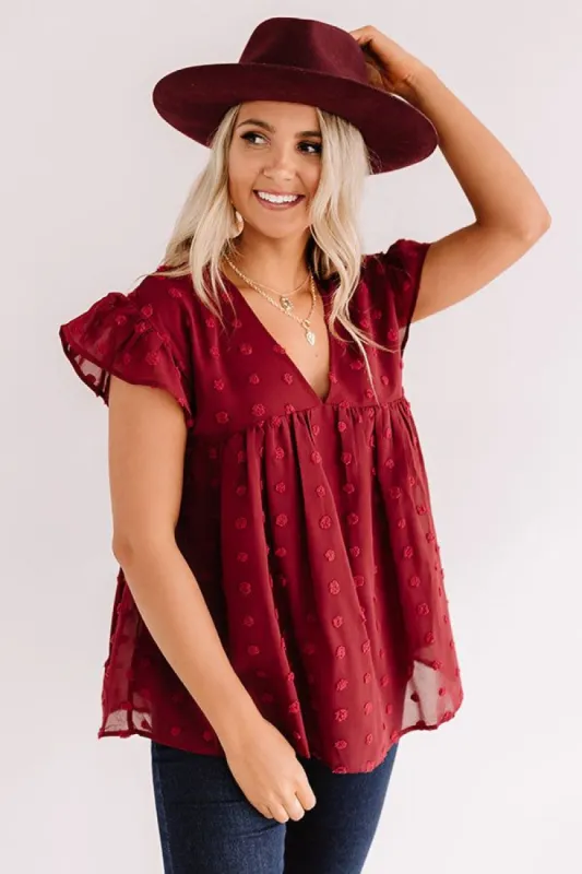 Autumn Edit Babydoll Top In Wine sold by Impressions