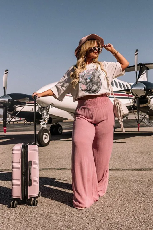 Tree Lined Drive High Waist Trousers In Blush Curves sold by Impressions