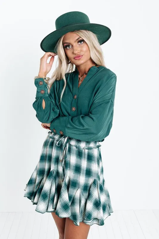 Balcony Nights Shift Top In Hunter Green sold by Impressions